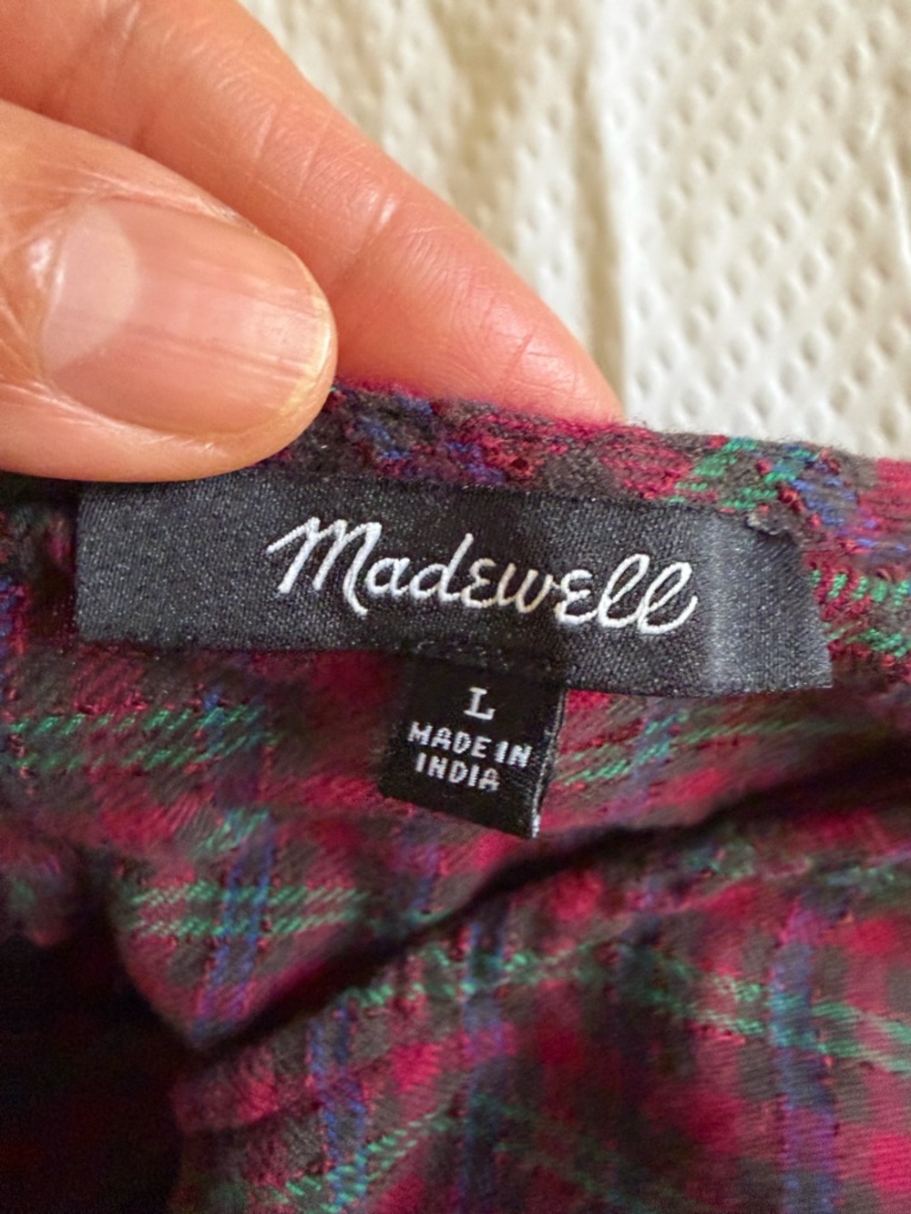 Madewell boxy  Plaid Tee (slubby holiday plaid) - Picture 6 of 9